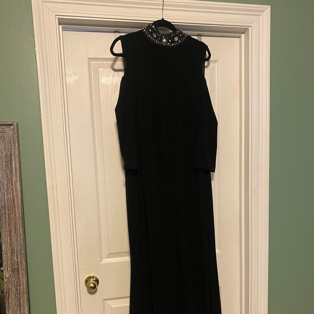 Black cold shoulder gown